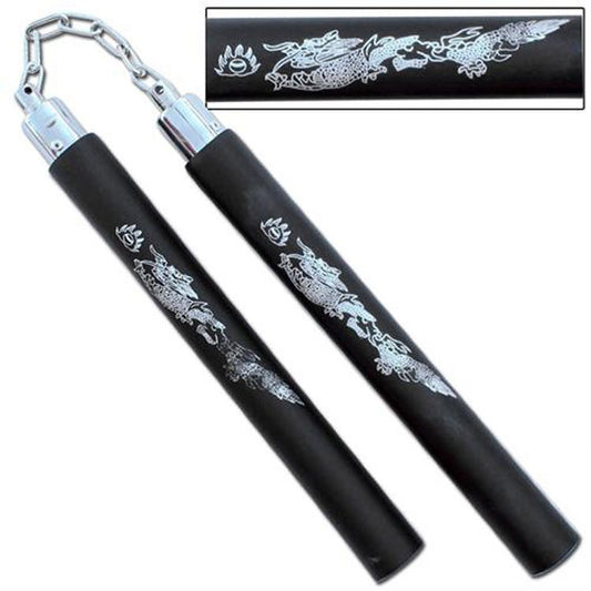Silver Dragon Practice Foam Nunchaku Black