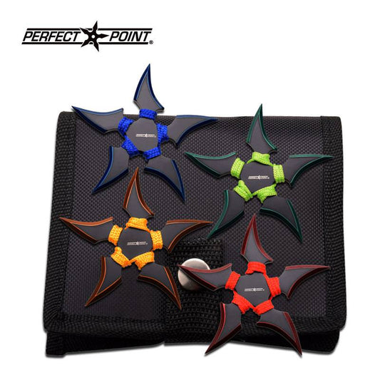 4MM Thick 4 Piece Throwing Star Set Multi-Color Paracord Set