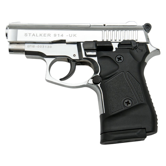 Stalker 914 Chrome Finish - 9mm Blank Firing Replica Zoraki Gun