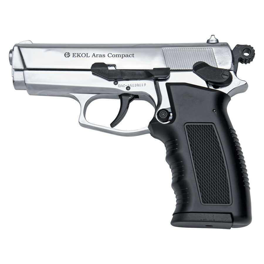 ARAS Compact HP Chrome Finish - 9MM Blank Firing Replica Gun