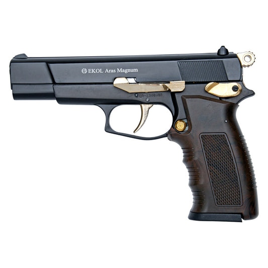 ARAS Magnum HP Black With Gold Fittings Blank Firing Replica Gun