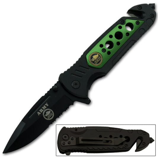 Army Tactical Rescue Spring Assisted Knife