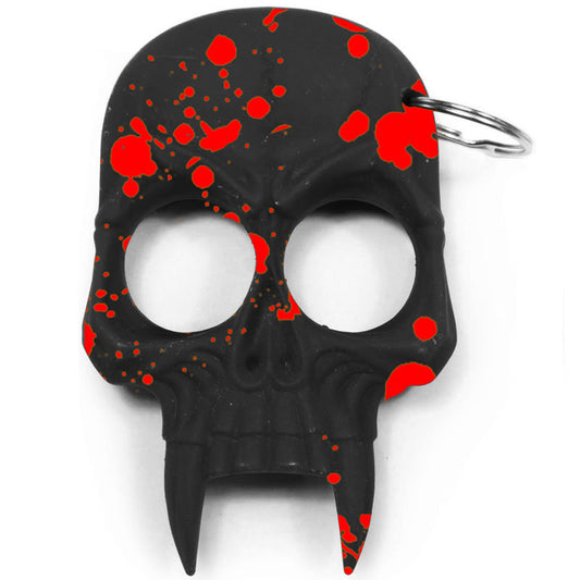 Demonic Skull Self Defense Keychain Black With Red Splash