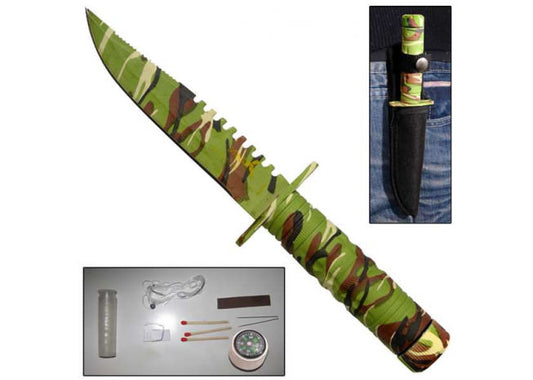 9 Inches Military Survival Knife Jungle Camo