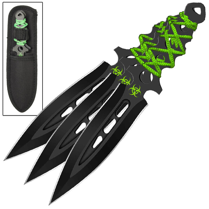 Airborne Biohazard 3 Pc Zombie Throwing Knife Set