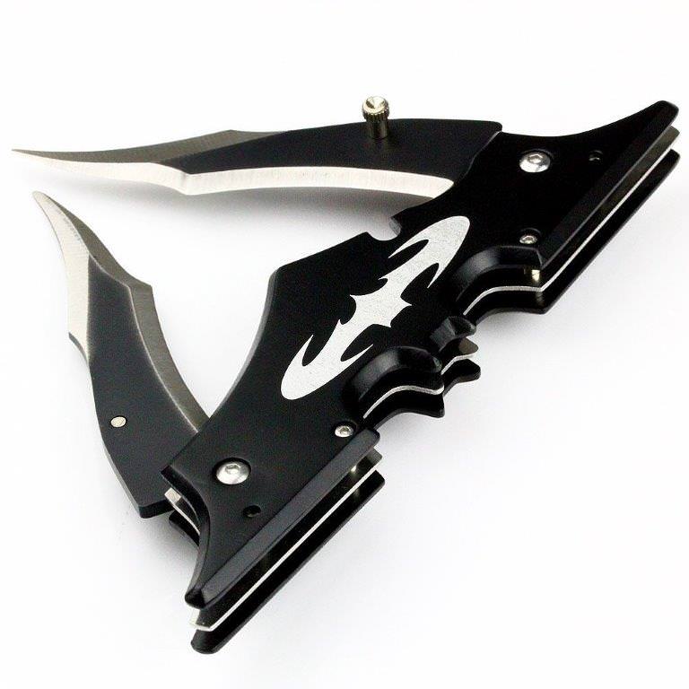 Mini Black Bat Spring Assisted Double Blade Black Knife