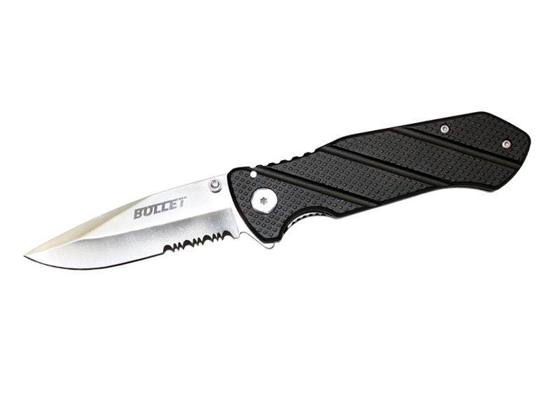 4.5" Closed Spring Assist Knife Partially Serrated Blade - Black