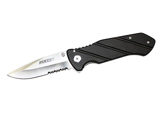 4.5" Closed Spring Assist Knife Partially Serrated Blade - Black