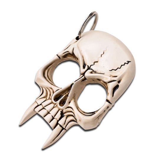 Demonic Skull Knuckle Self Defense Keychain Bone Color Design
