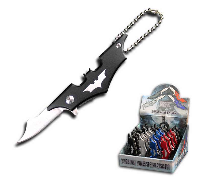 3" Closed 24 Pcs Mini Midnight Assisted Opening Knife Set in Display Box