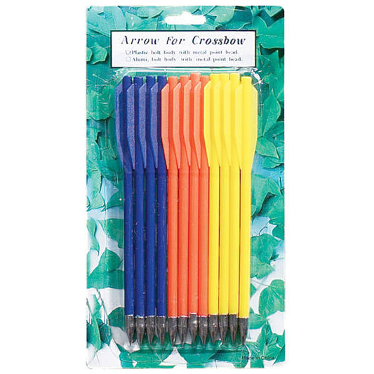 12pk Multicolor Plastic Bolt Arrows for Crossbow