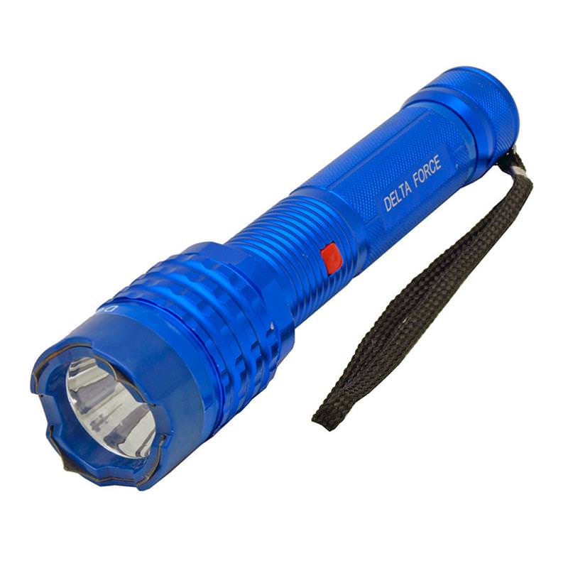 Delta Force Blue Metal Stun Gun 10 Million Volt Rechargeable LED Flashlight