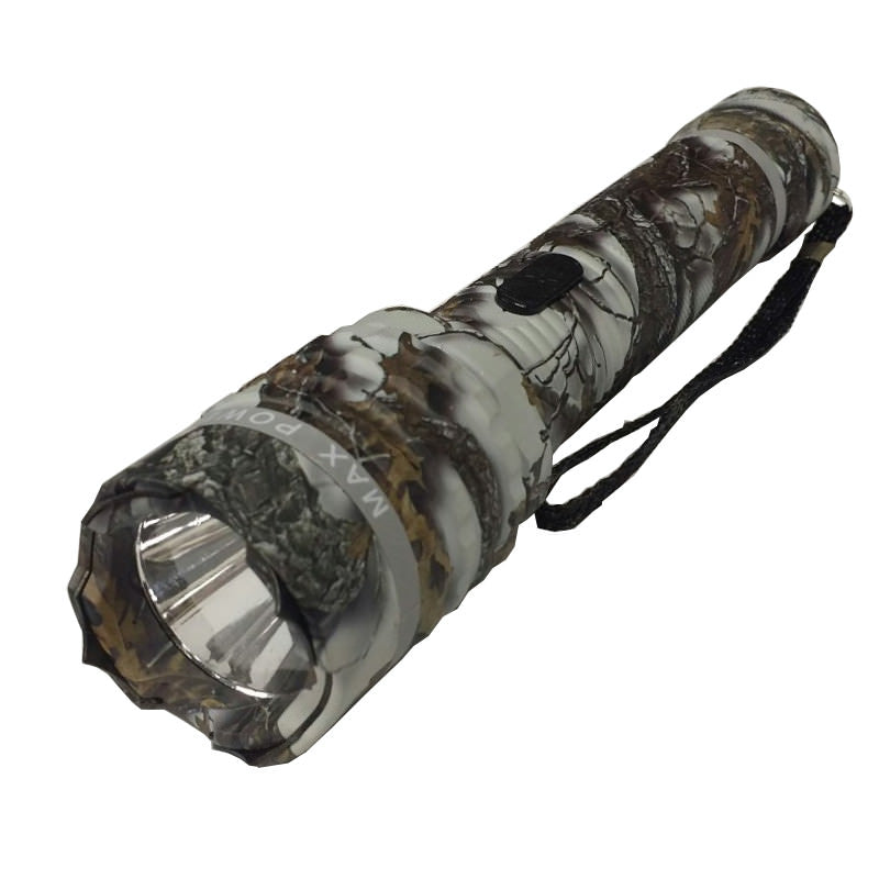 Delta Force Snow Camo Metal Stun Gun 10 Million Volt Rechargeable LED Flashlight