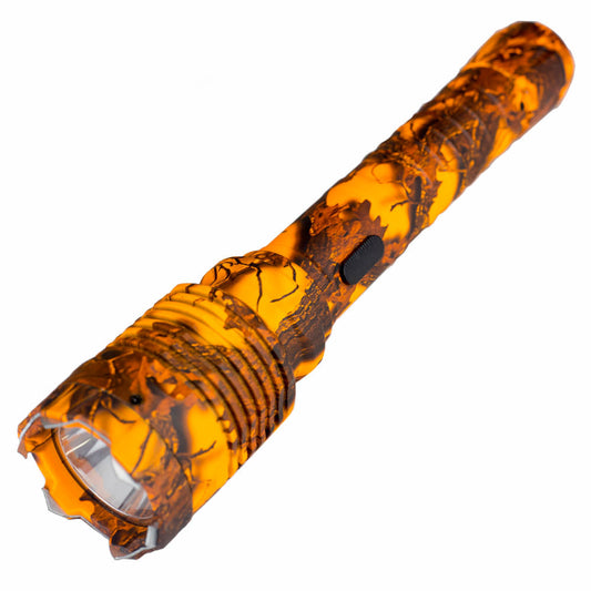 Special Force Tactical Metal Stun Gun Orange Camo Rechargeable LED Flashlight