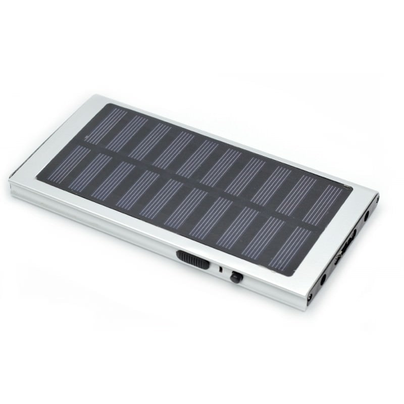 Silver Survival 3 In 1 Solar Rechargeable Stun Gun, Flashlight & Power Bank