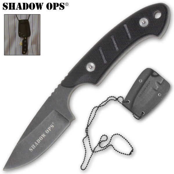 Shadow Ops Military Neck Knife With G-10 Handle and Kydex Sheath