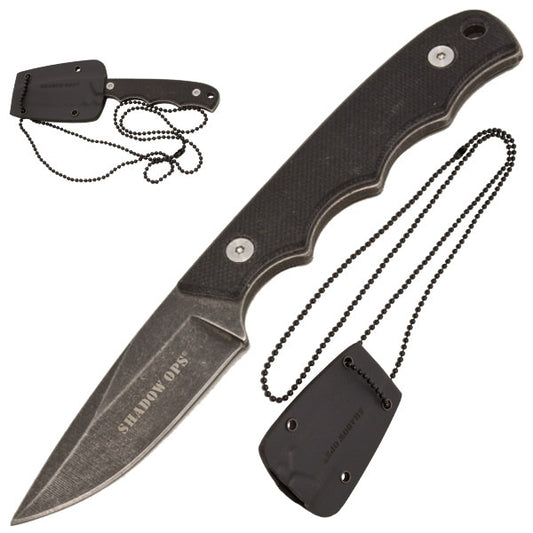 Shadow Ops Neck Knife With Drop Point Blade G-10 Grip Handle and Kydex Sheath