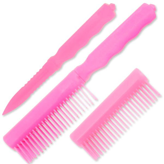 Pink CIA Agent Comb with Hidden ABS Knife