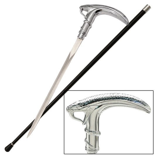 Silver Cobra Snake Cane Sword