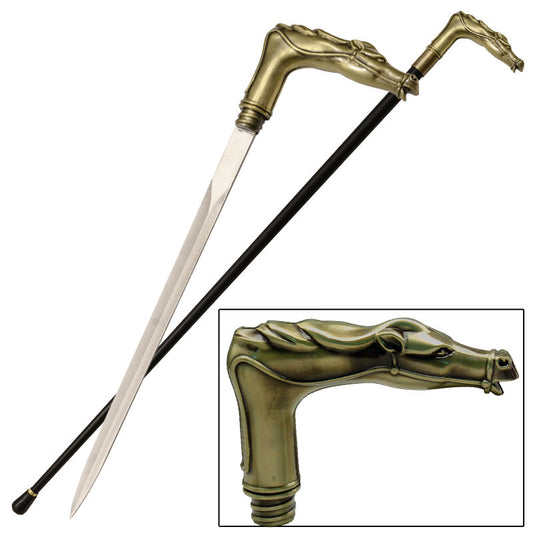 Horse Head Handle Walking Cane Sword