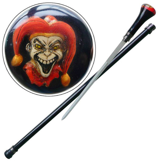 Deranged Evil Clown Walking Acrylic Cane Sword