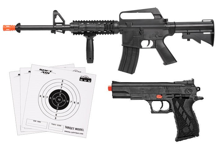 Colt M4 R.I.S Air Rifle & 1911 Colt Pistol Spring Airsoft Players Combo Pack