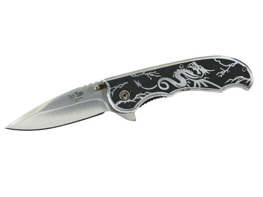 Dragon Design Printed Metal Handle Assisted Open Knife