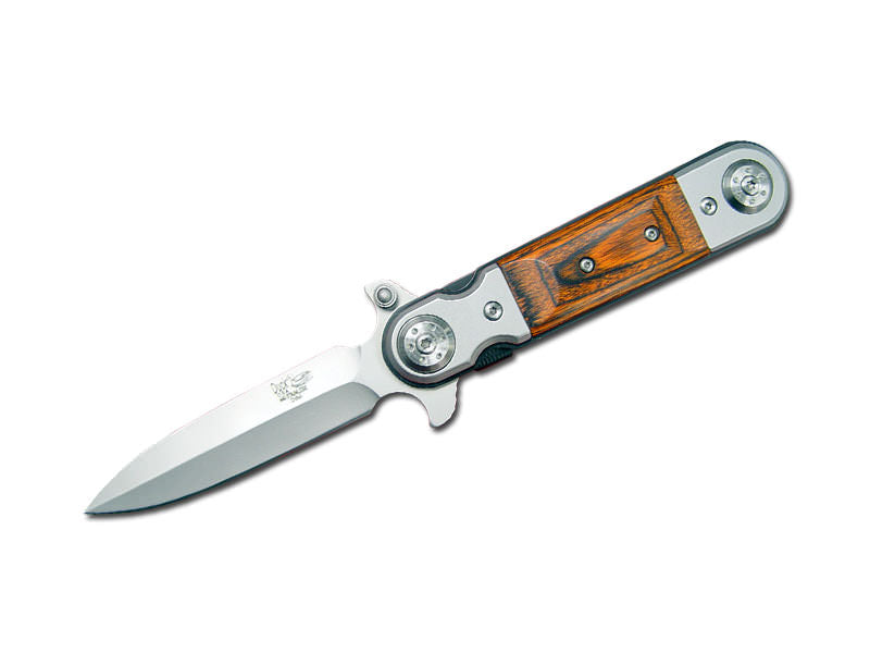 Stiletto Style Assisted Opening Knife with Spanish Pakawood Handle