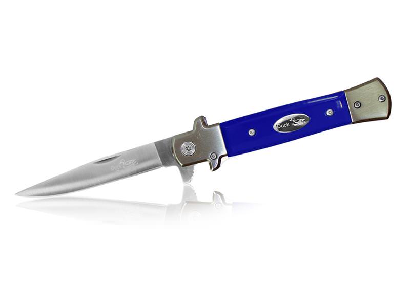 Blue German Style Stiletto Spring Assisted Knife
