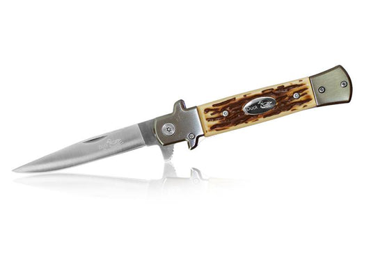 Bone Handle German Style Stiletto Spring Assisted Knife
