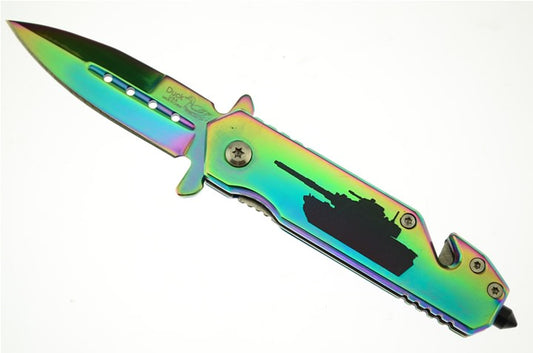 3.5 Inch Closed Rescue Spring Assist Marines Folding Knife - Titanium
