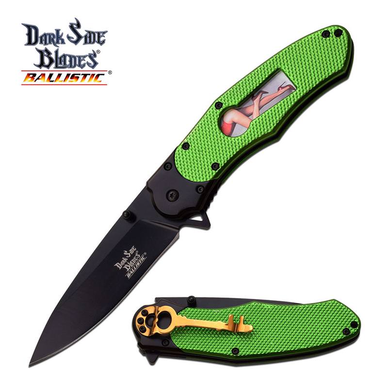 Dark Side Blades 8.5" Spring Assisted Opening Pocket Knife Green
