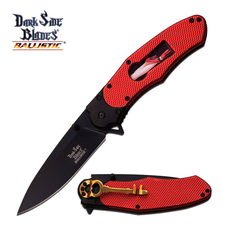 Dark Side Blades 8.5" Spring Assisted Opening Pocket Knife Red