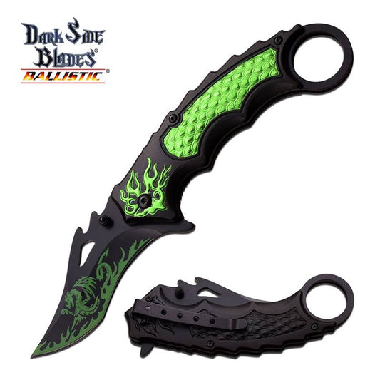 Dark Side Blades Green Dragon Tactical Hunting Spring Assisted Pocket Knife