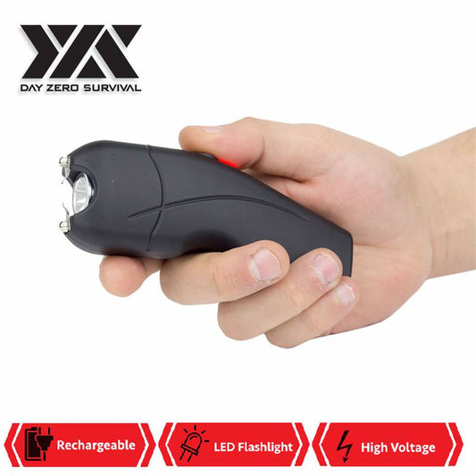 Black DZS Rechargeable Self Defense Stun Gun With Holster