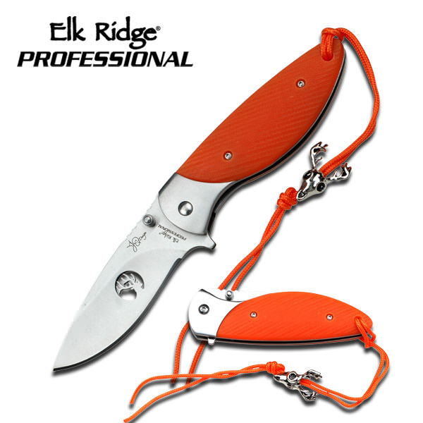 Elk Ridge 7" Professional Folding Pocket Knife Orange Handle