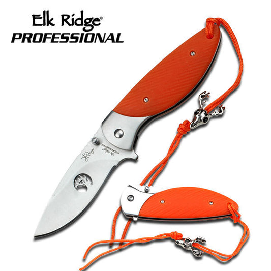 Elk Ridge 7" Professional Folding Pocket Knife Orange Handle