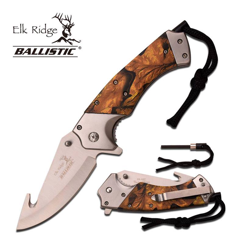 Camo Aluminum Handle Spring Assisted Guthhook Knife