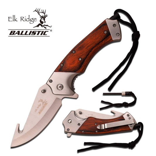 Pakkawood Handle Spring Assisted Guthhook Knife
