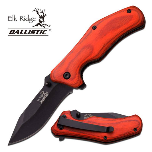 2.9 Inch Closed Red Wood Handle  Spring Assist Knife