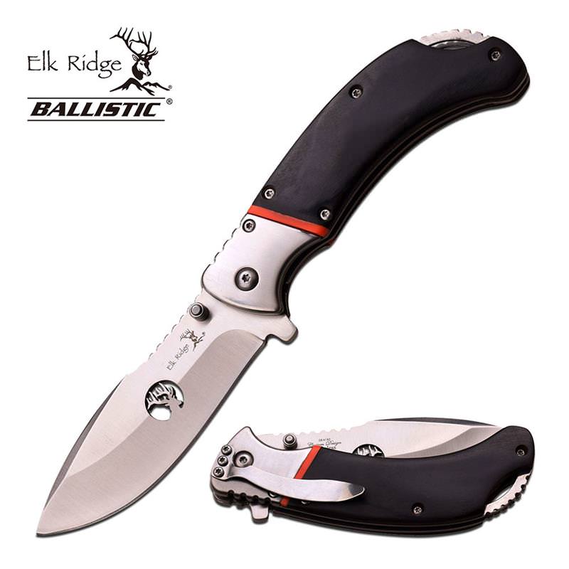 Black Wood Linerlock Folding Knife Folder Drop Point Blade Assisted Open