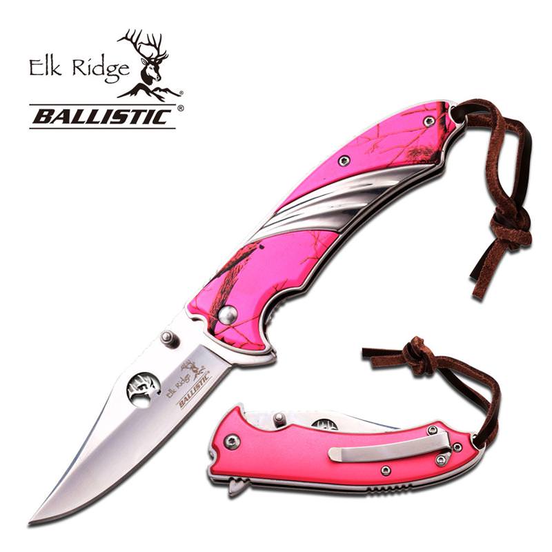 Pink Camo Aluminum Handle Spring Assist Knife