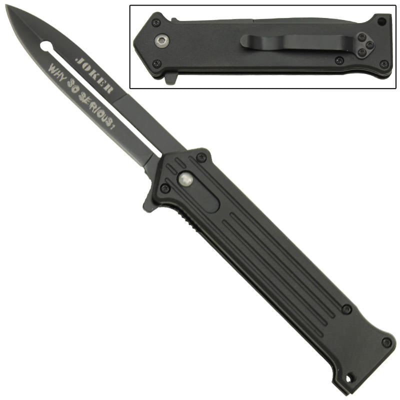 All Black Joker Spring Assist 'Legal Automatic' Knife