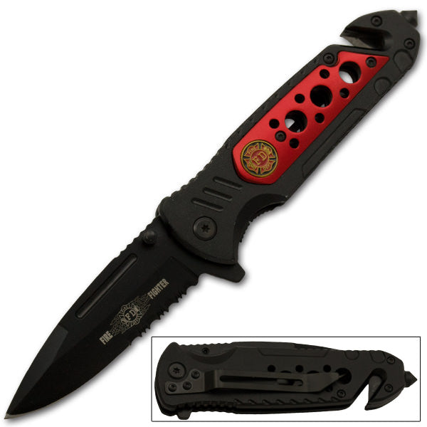 Fire Department Tactical Rescue Spring Assisted Fire Fighter Knife