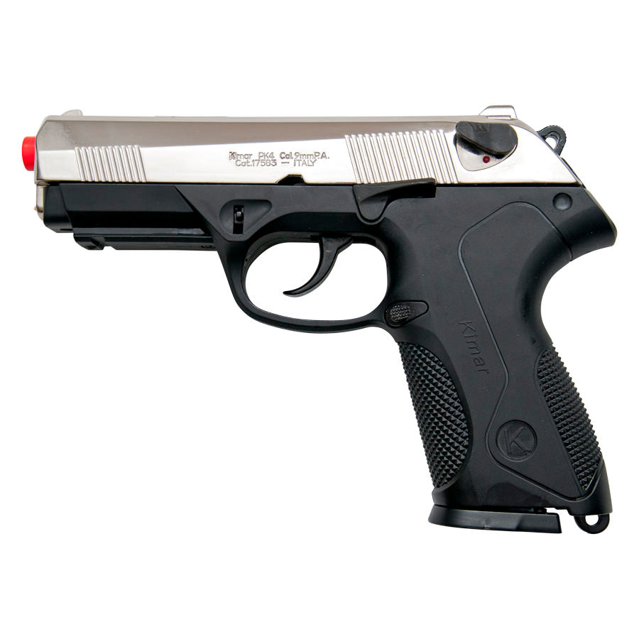 Kimar 9mm Model PK4 Front Firing Blank Firing Gun Nickel Finish Pistol
