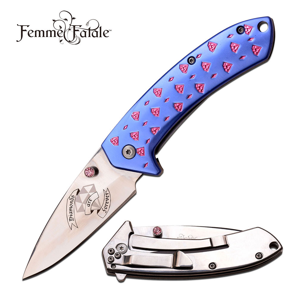 Assisted Opening BLUE DIAMOND Ladies Purse Pocket Knife
