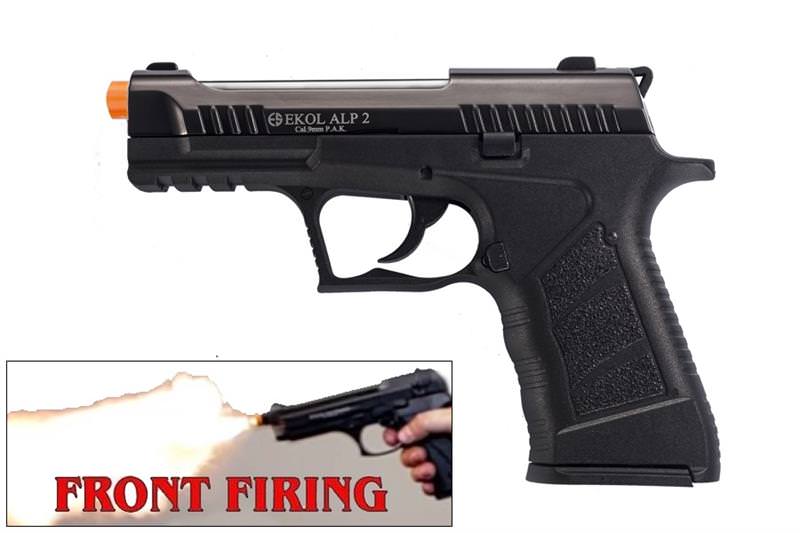 EKOL ALP2 Black Finish 9mm Sub-Compact V92F Model Front Firing Blank Gun