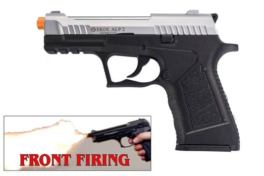 EKOL ALP2 Nickel Finish 9mm Sub-Compact V92F Model Front Firing Blank Gun