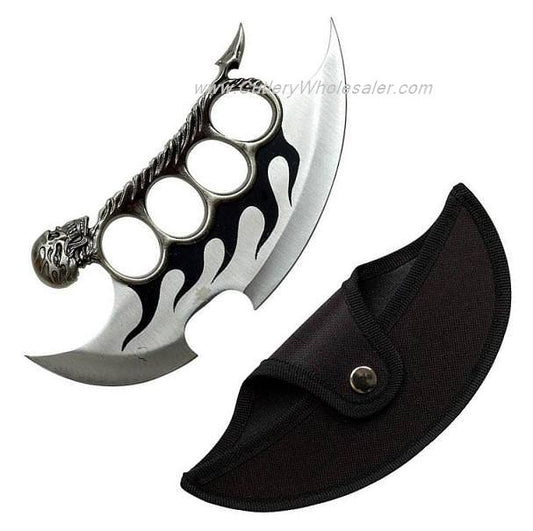 8 Inch Overall Flaming Skull Knuckle Knife