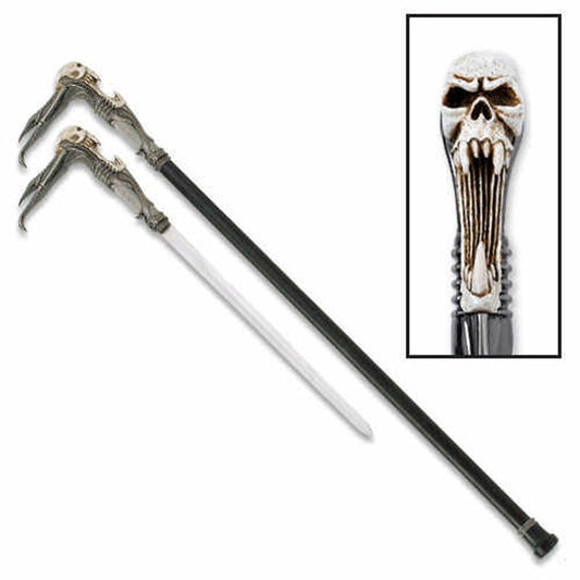 Futuristic Screeching Cyborg Skull Walking Sword Cane